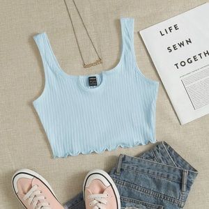 SHEIN Sky Blue Cropped Top, Size Large